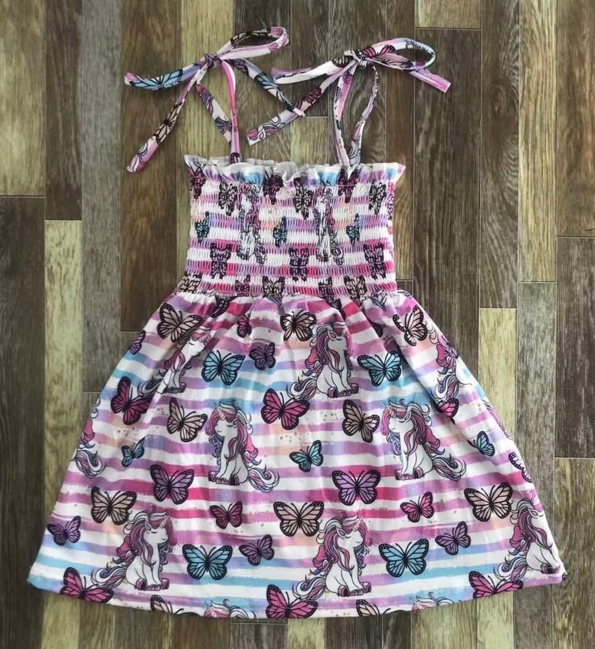 Unicorn Butterfly Smocked Dress