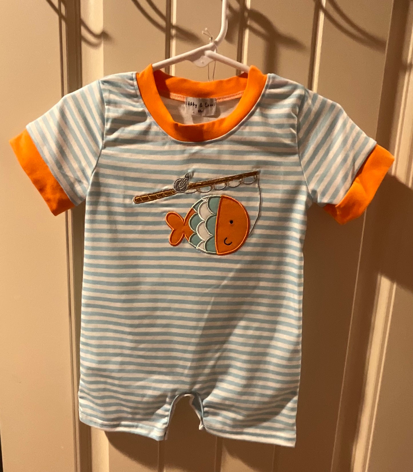 Embroidery Fish Striped Romper