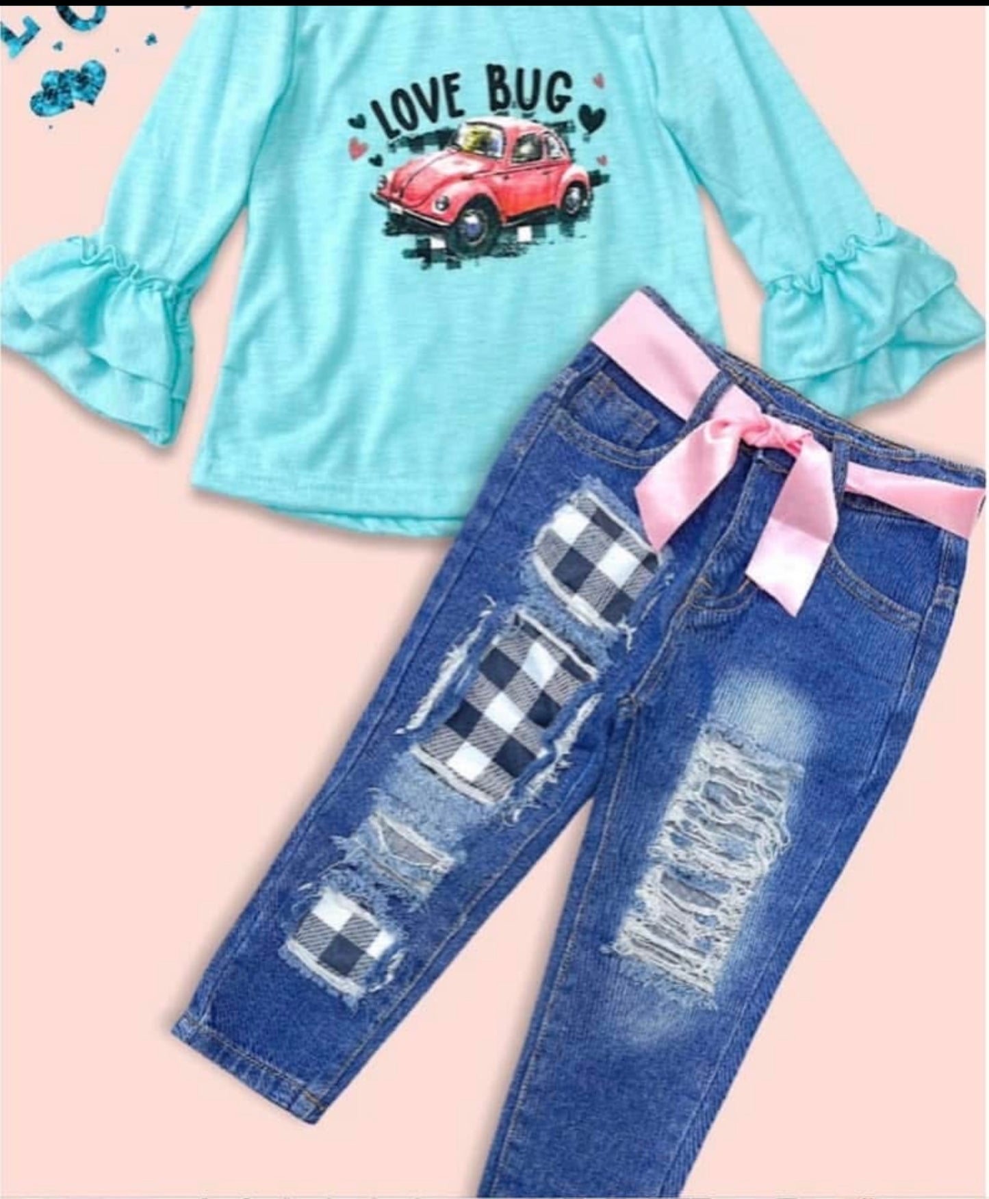 Denim Love Bug Pant Set
