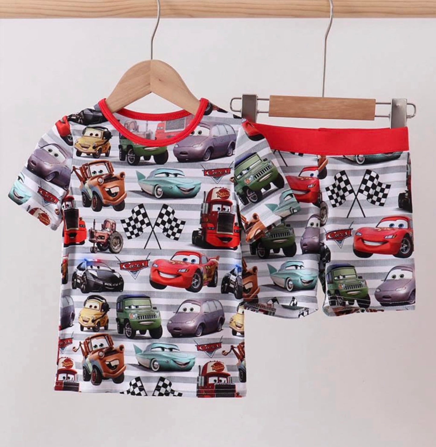 Bamboo Cars Stripe Short Set