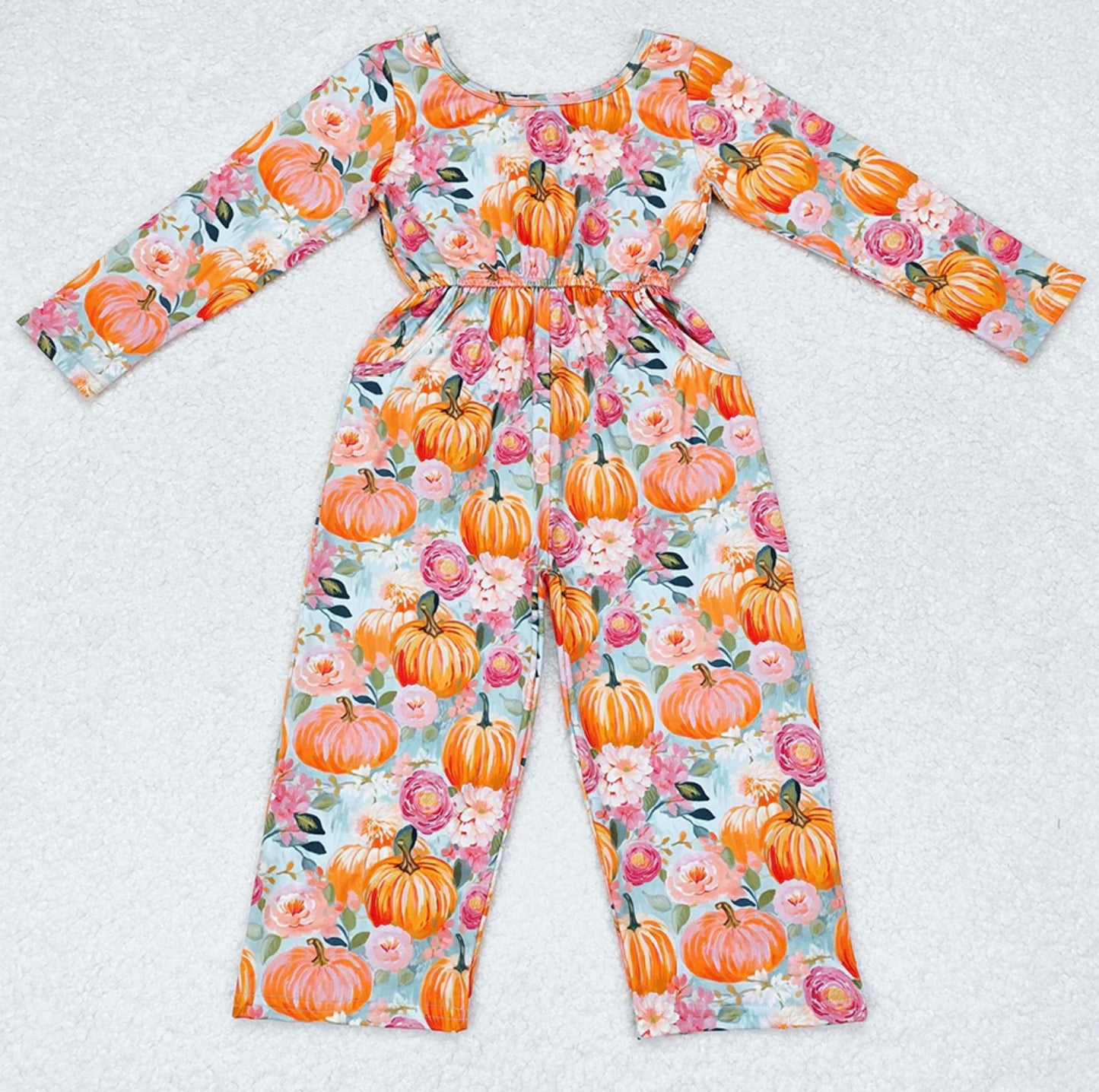 Fall Pumpkin Jumpsuit with Pockets