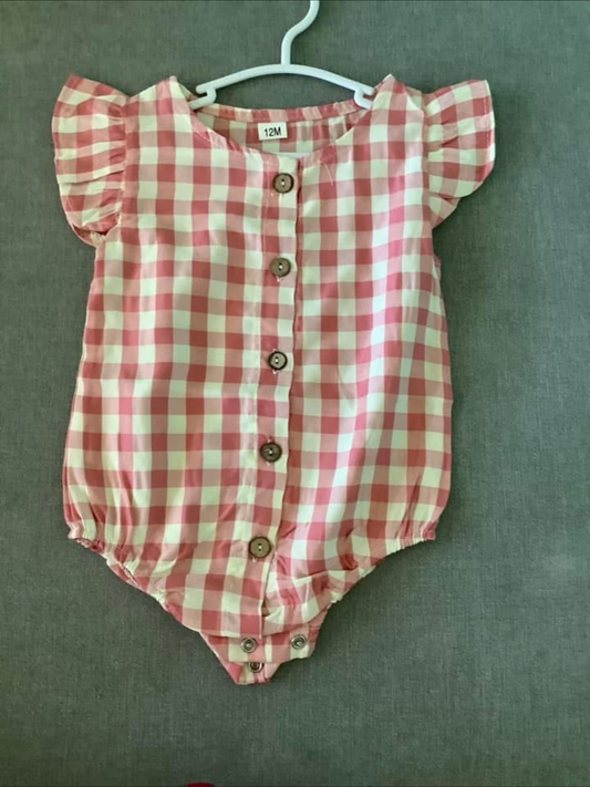 Checkered Pink Romper