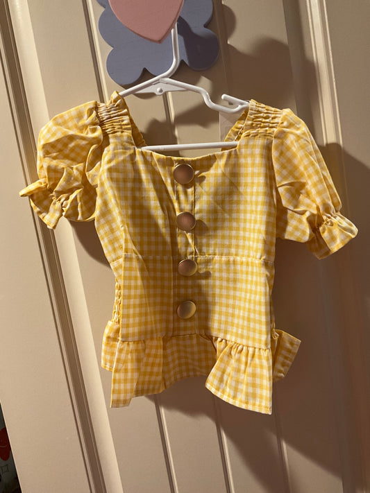 Button Checkered Yellow Shirt