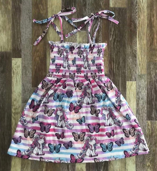 Unicorn Butterfly Smocked Dress