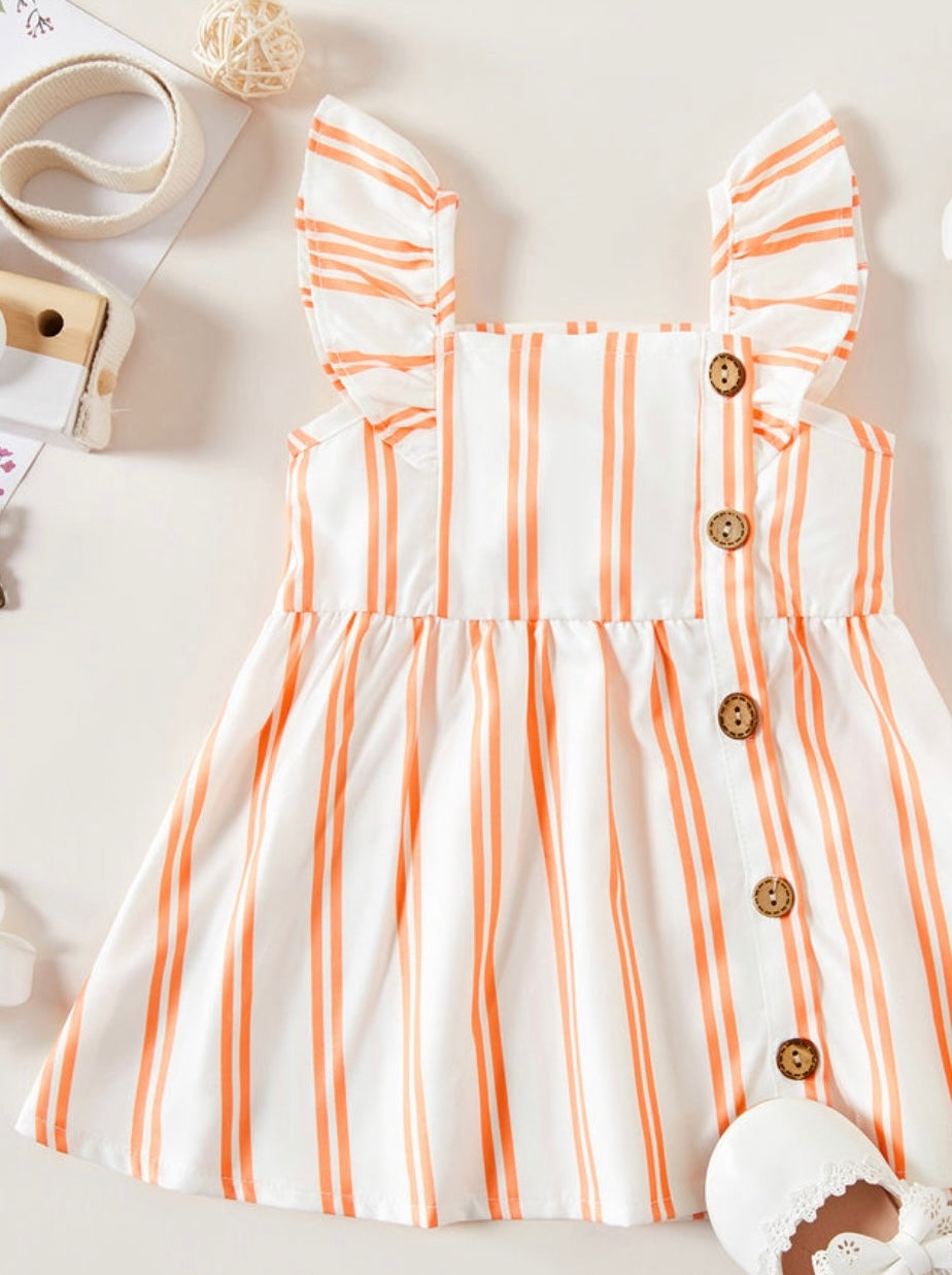 Button Orange Dress