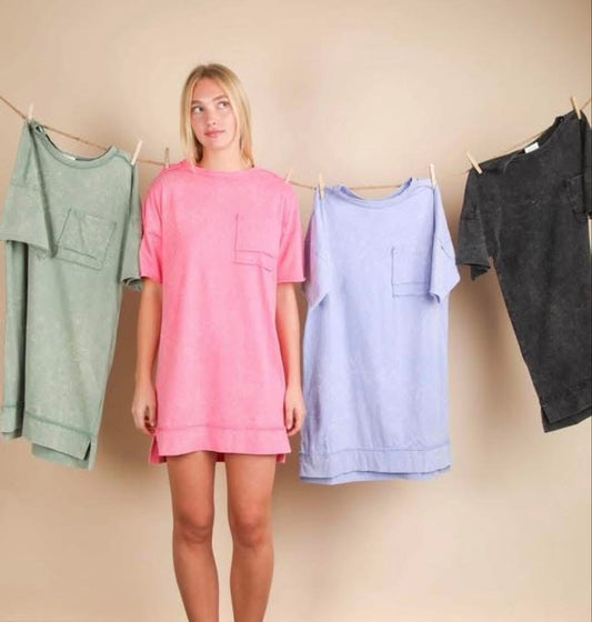 BEST MINERAL WASHED DRESS EVER Green