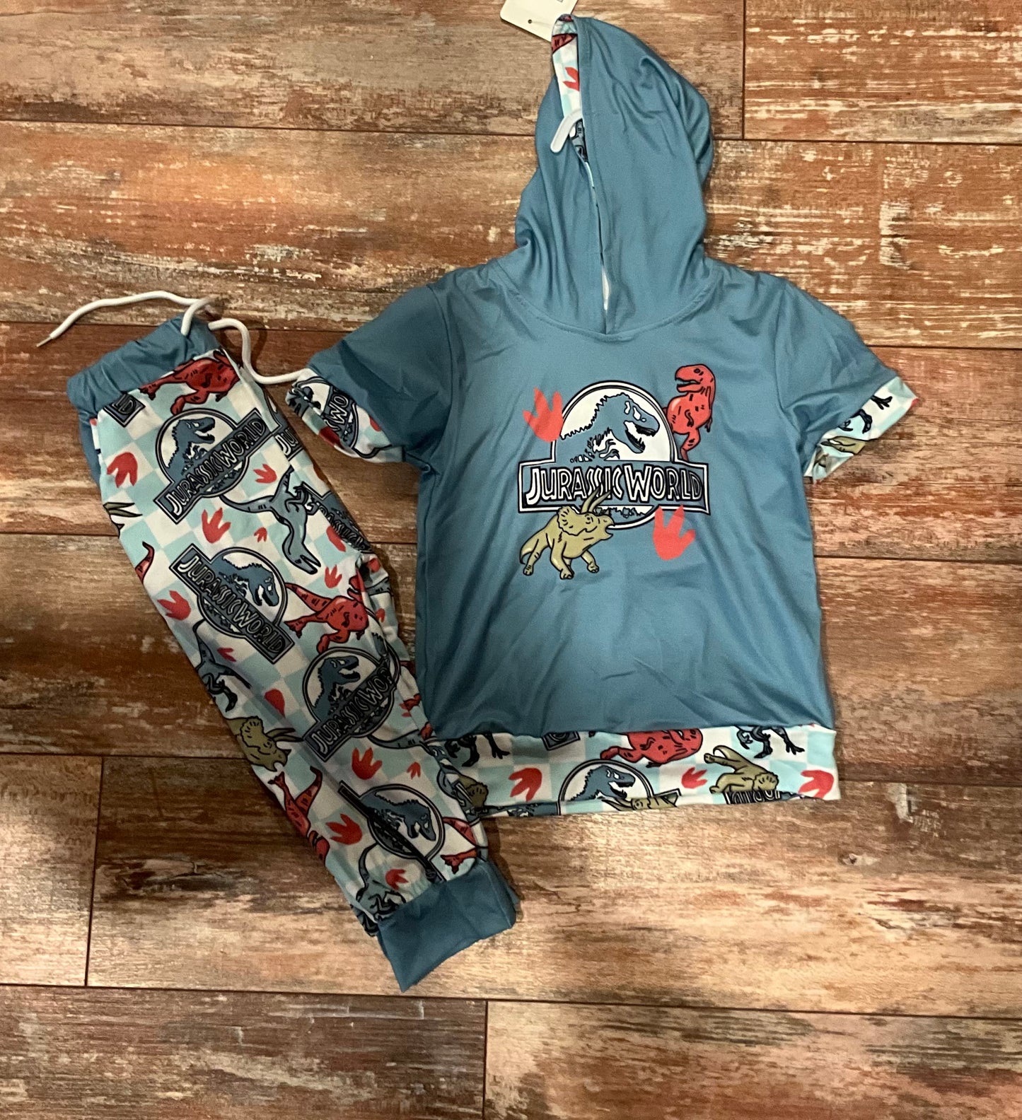 Dino Pant Set with hoodie and pockets