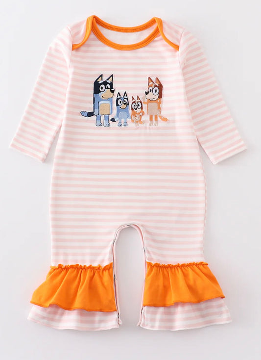 Blue Dog Orange Romper