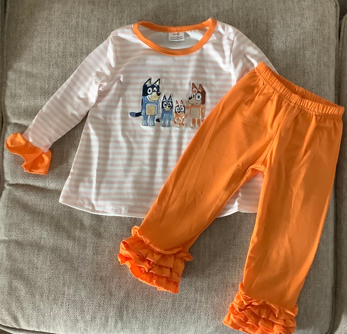 Blue Dog Orange Pant Set