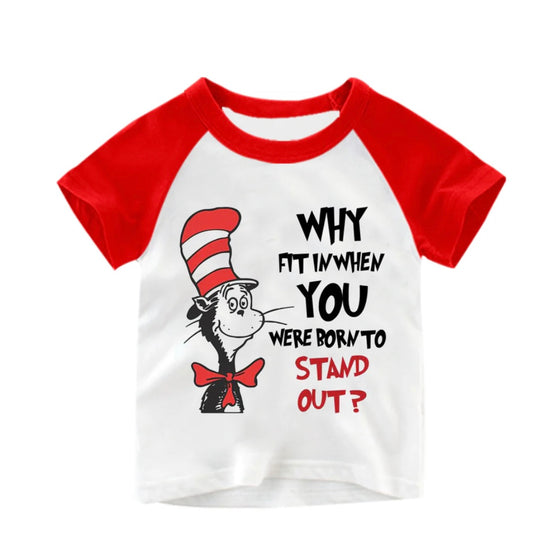 Dr Seuss Fit in Raglan Shirt Red