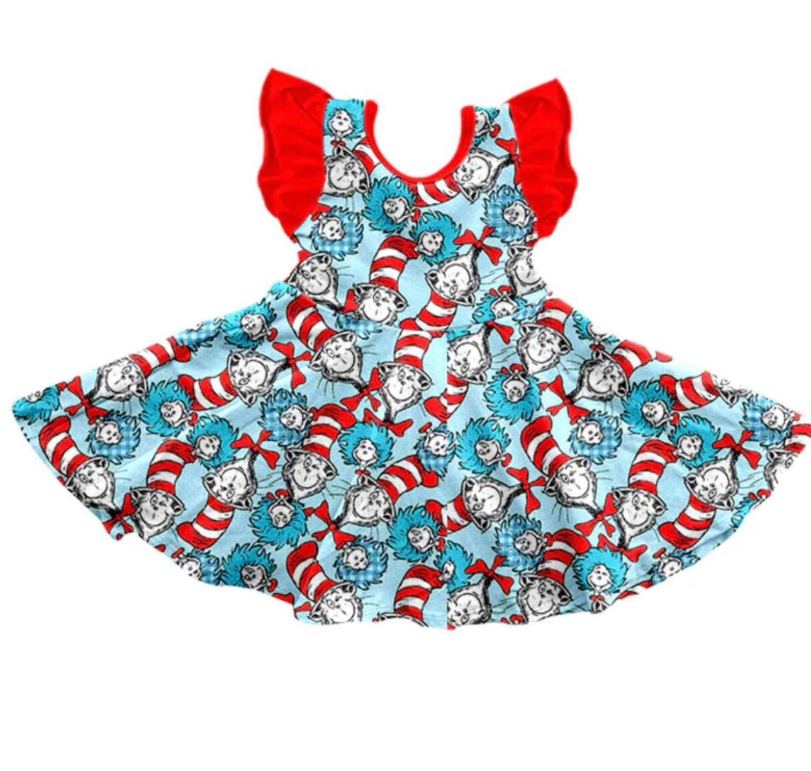 Dr Seuss Flutter Sleeve Twirl Dress