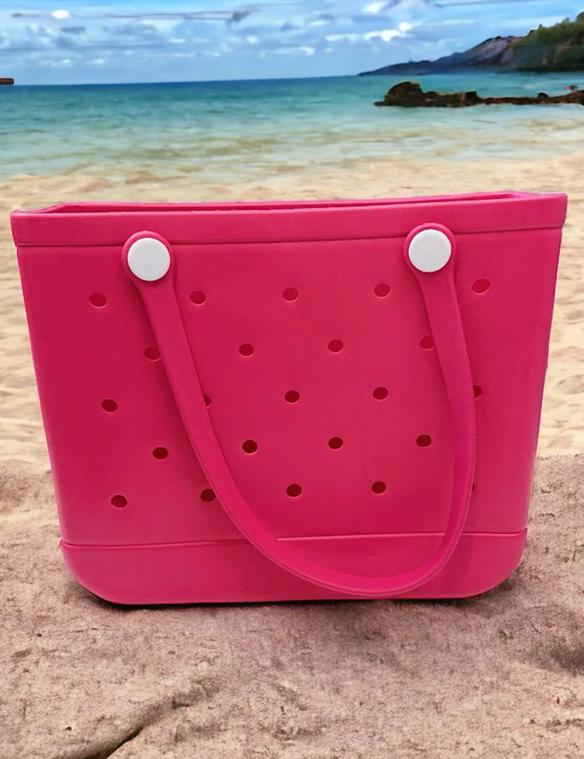 Rubber Tote Bag Hot Pink