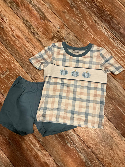 Pumpkin Plaid Short Set
