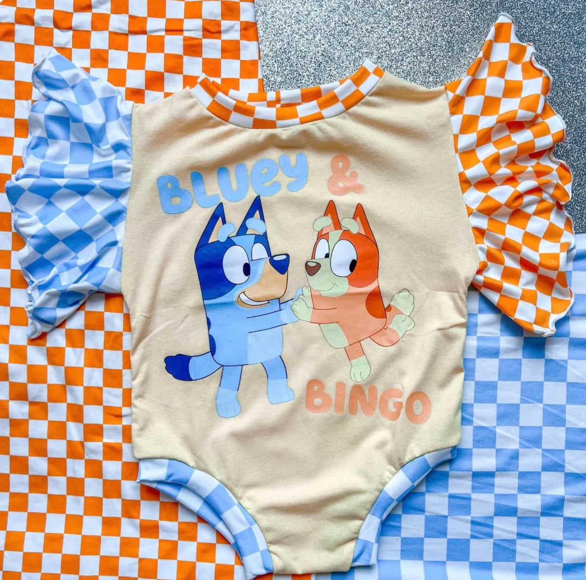 Blue and Orange Dog Romper