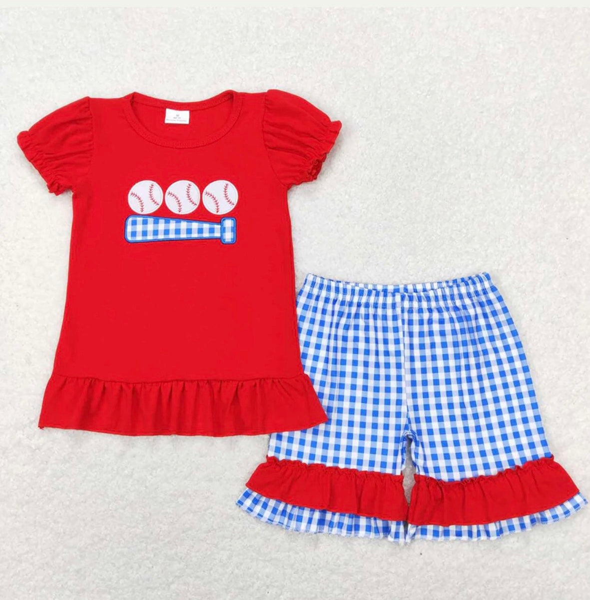 Baseball Ruffle Short Set