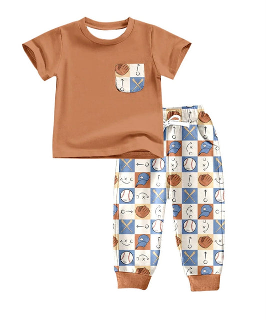 Baseball Brown Pant Set  (PreOrder TAT 3-6wks)