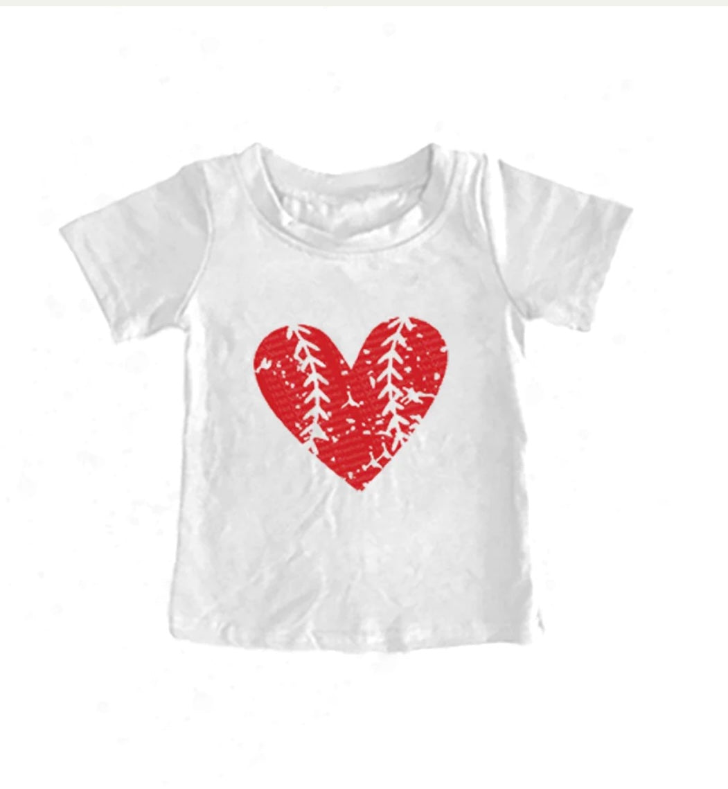 Baseball Heart White  (PreOrder TAT 3-6wks)