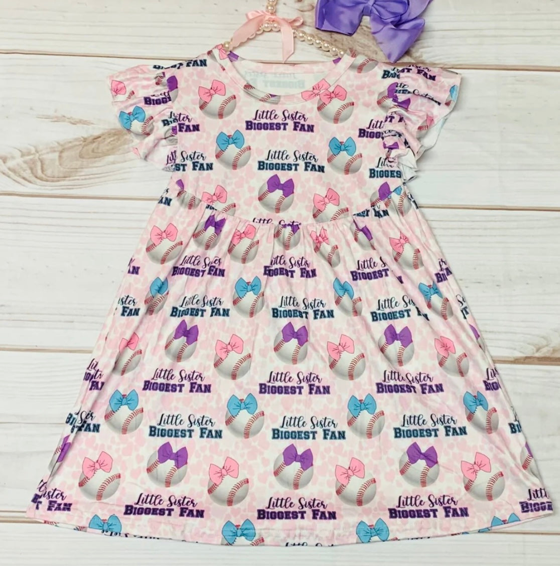 Baseball Little Sister Fan Dress  (PreOrder TAT 3-6wks)