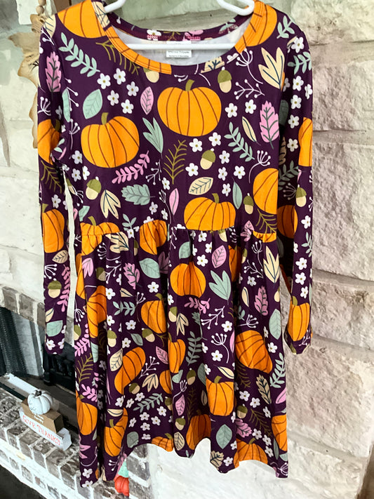 Pumpkin Leaves Long Sleeve Dress