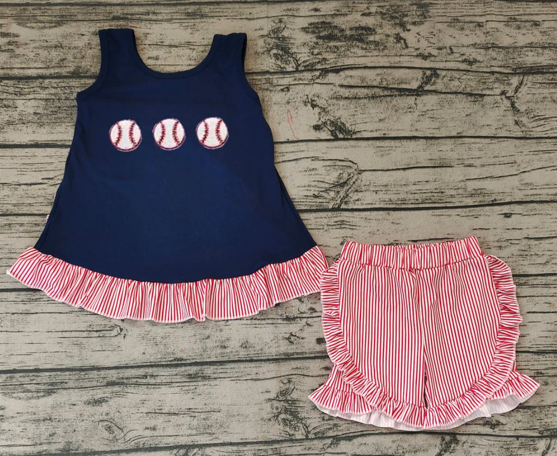 Baseball Tunic Ruffle Short Set (PreOrder TAT 3-6wks)