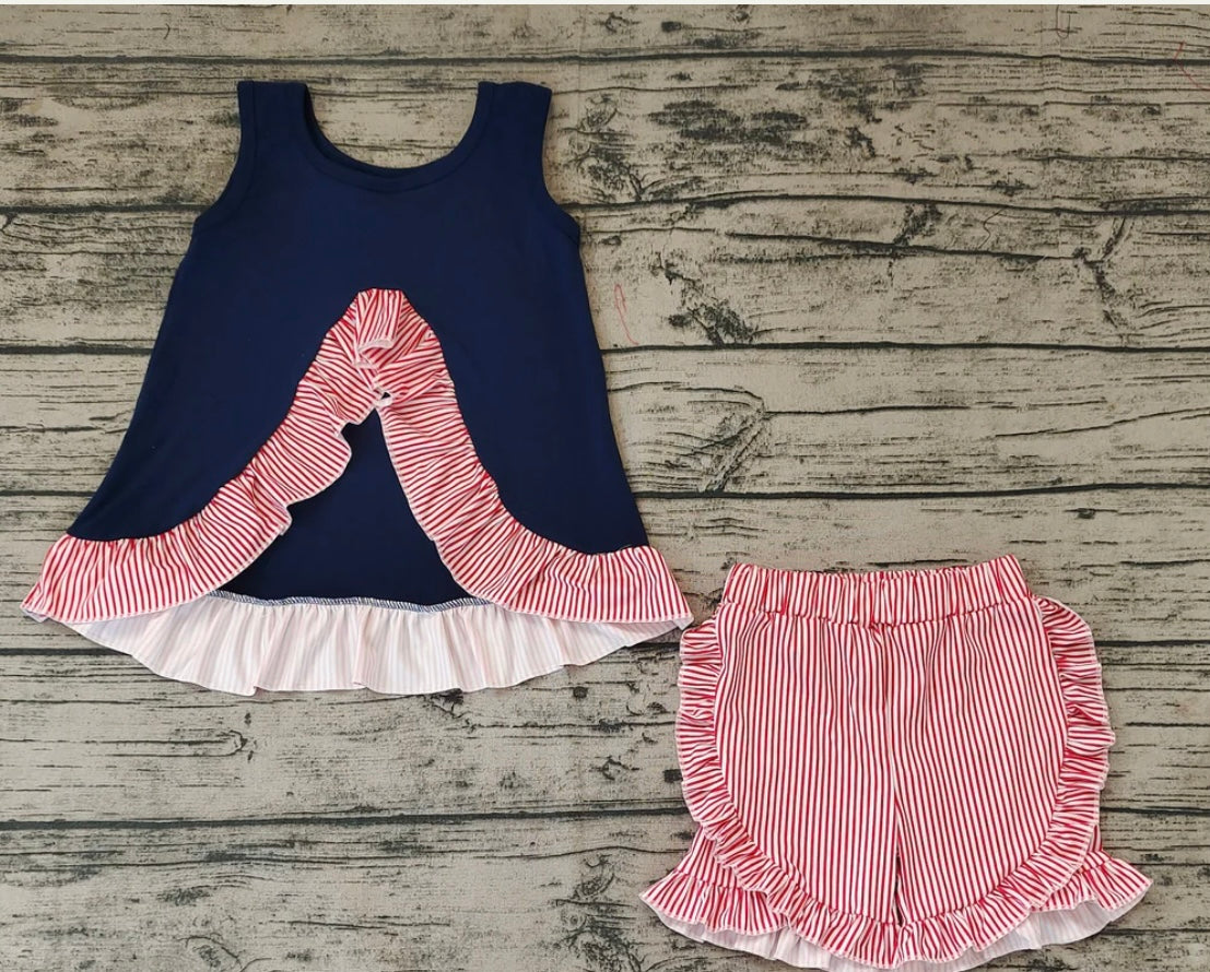 Baseball Tunic Ruffle Short Set (PreOrder TAT 3-6wks)