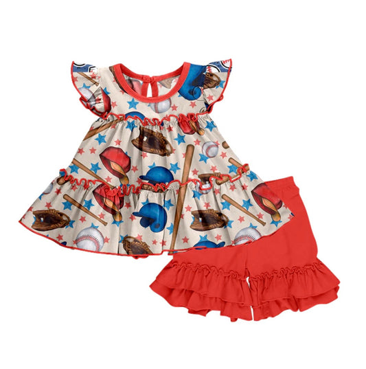 Baseball Tunic Ruffle Short Set (PreOrder 4-6 wks TAT)