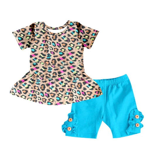 Leopard Tunic Blue Short Set (PreOrder 4-6 wks TAT)