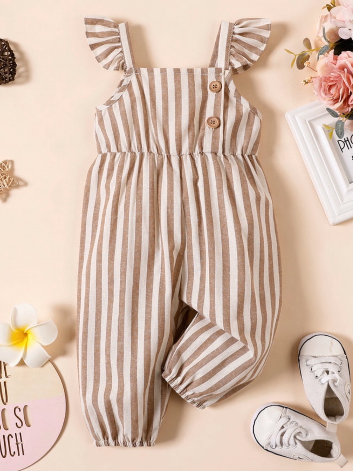 Brown Striped Jumpsuit